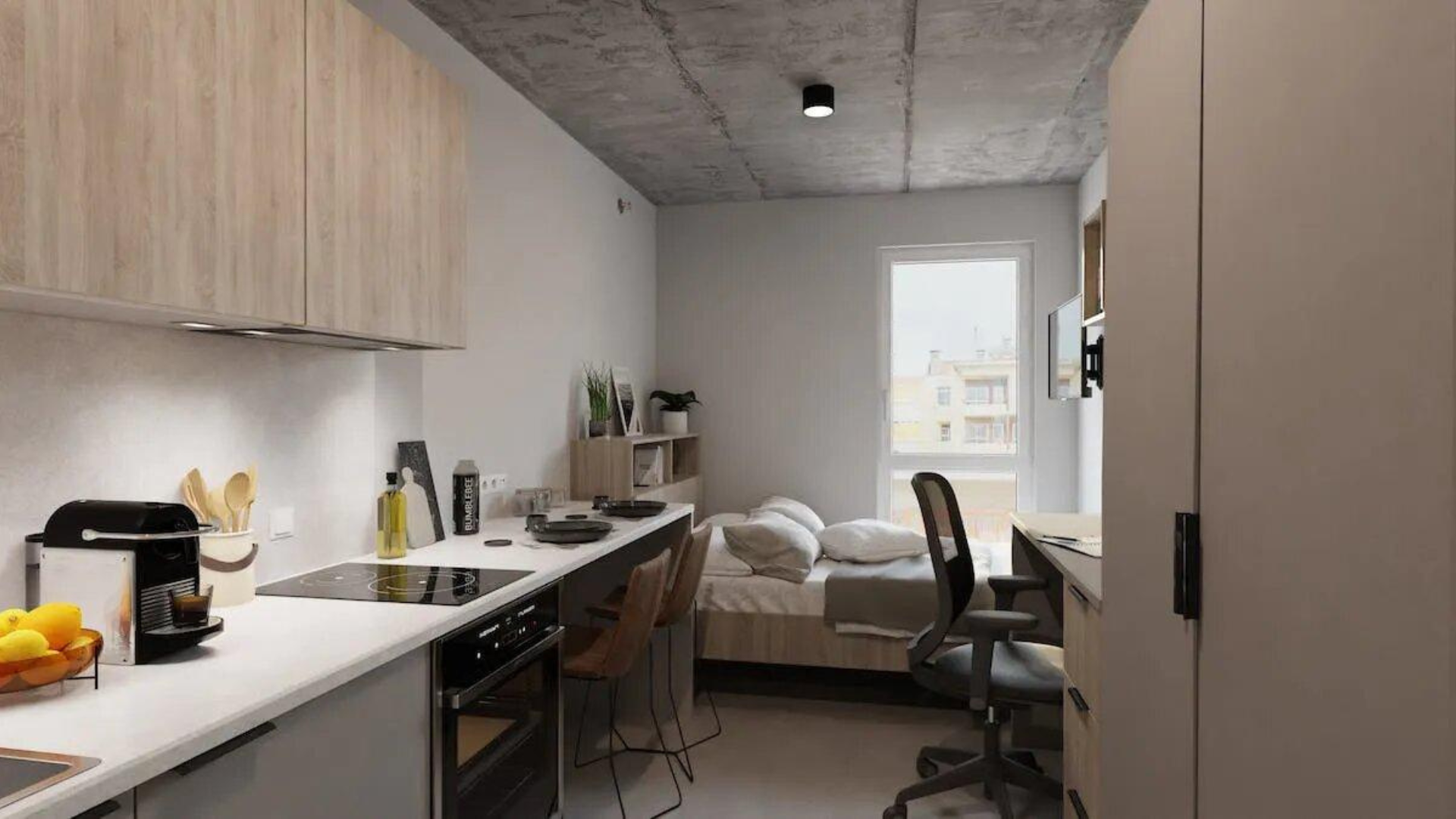 Photo of a bedroom in the residence hall